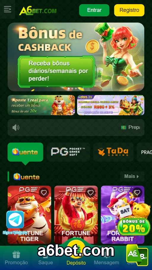 Usuário acessando a plataforma a6bet pelo celular